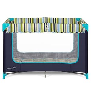 Dream On Me Zodiak Baby Playard, Breathable Mesh Sides, Soft Comfortable Mattress, Quick & Easy to Fold with Travel Carry Bag, Compact Space Saving Design – Navy