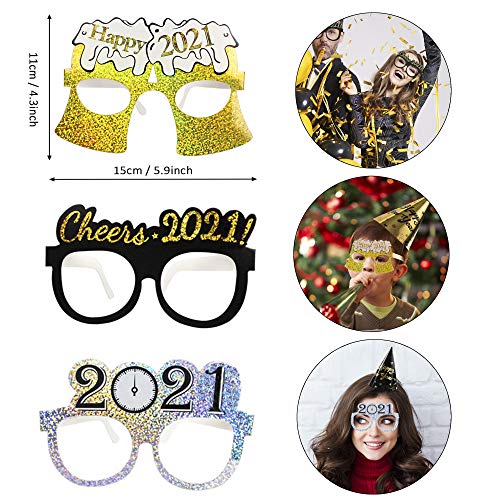 Peirich 6 Pack Happy New Year Eyeglasses, Fancy New Year Party Glasses Celebration Party Favor 2021 New Year Eve Glasses Celebration Party Supplies