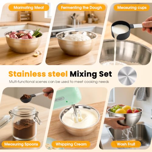 Image of Lord Eagle 5-Speed Hand Mixer Electric With 4 Mixing Bowls Set