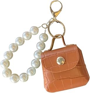 Bolsa de perlas de moda con colgante para auriculares, bolsa de almacenamiento de perlas, llavero, llaveros de cuero para llaves
