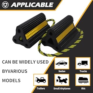 Wheel Chocks for RV Trailer Camper Truck Car, [2pair/4pack with Rope] Versatile Rubber Chocks Block Stopper for Tire with Reflective Strips, Utility Boat Travel Trailer Camper RV Accessories Must