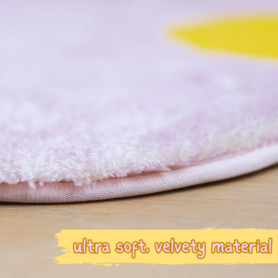 Yoodly Flower Rug Machine Washable - Ultra Soft, Nonslip - Cute for Kid's Room, Girl's Room, Dorm Room, Classroom, Nursery, Bedroom, or Playroom (Lovely Lavender, 30 inch)