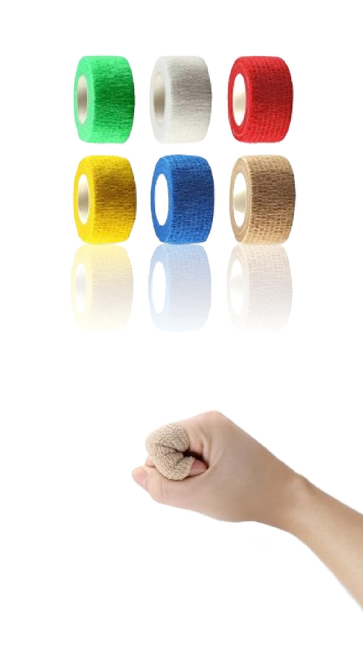 12 Rolls of 1" x 5 Yards Cohesive Bandage Wrap - Self Adherent, Breathable Vet Tape for Sports, Wrist, Ankle, and Tattoo Wraps - Elastic Adhesive Bandage