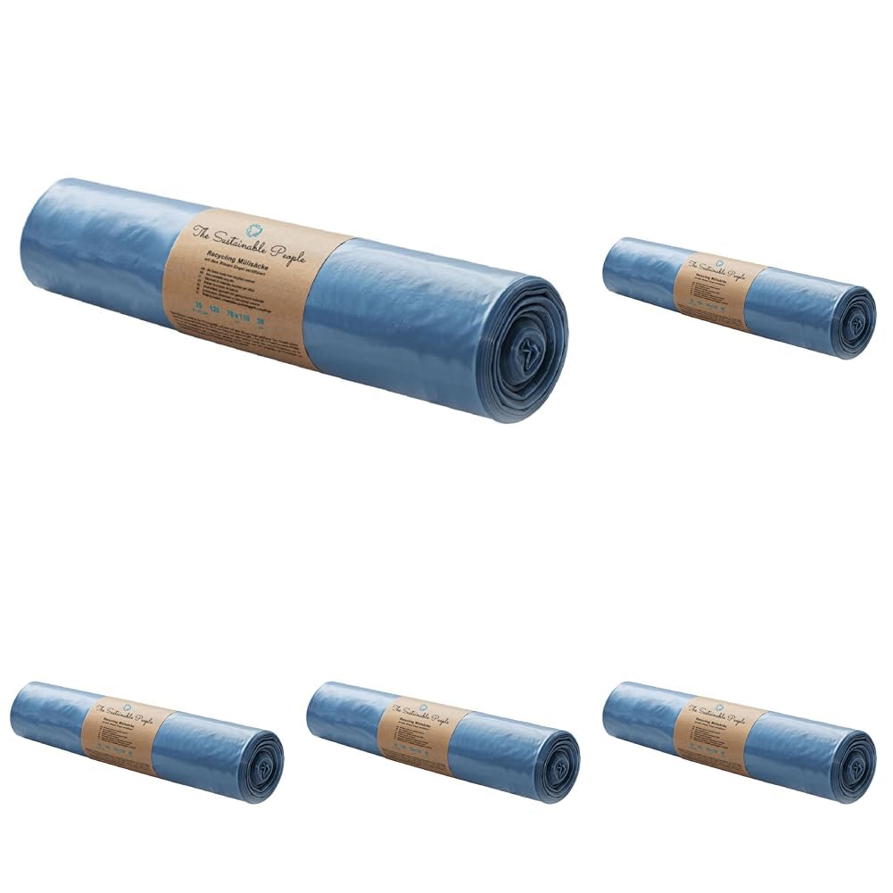 The Sustainable People Recycling Müllsäcke 120L - aus mind. 90% Post-Consumer-Abfällen (PE) - Blauer Engel zertifiziert - 25er Rolle - Typ 60 extra (30 μm) - 700x1100 mm - ideal für leichtere Abfälle