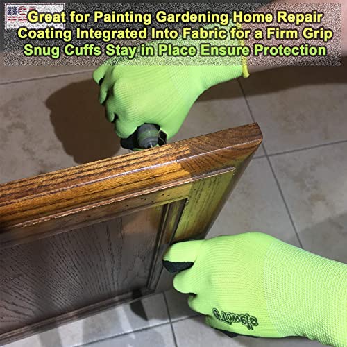 Work Gloves For Men And Women, Coated Safety Gloves For Work, 10-Pair Pack, Water-Based Latex Rubber Firm Grip Coating (Size Large Fits Most, Green) #TOP7