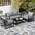 Mars Villa Metal Patio Furniture Set, 4 Pieces Modern Outdoor Conversation Set, Patio Set with Sofa and Coffee Table for Balcony, Garden, Deck and Porch, Black and Grey