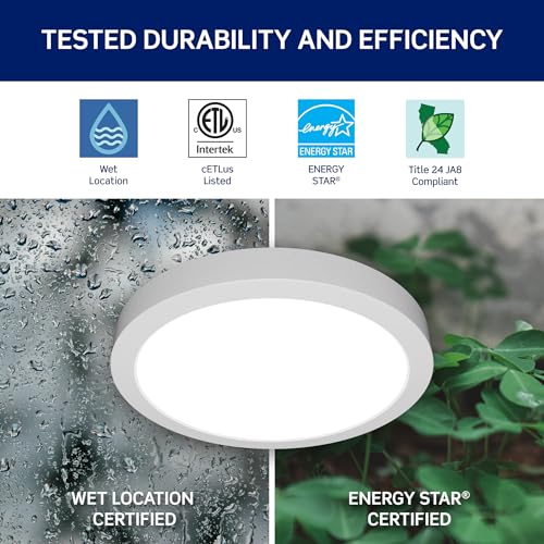 Leviton SDR 7 in. Low Profile Round Surface Mount LED Downlight, 1100 Lumens, 5 CCT Color Selectable 2700K-5000K, Dimmable, Wet Location Rated, SDR70-S1W by Leviton - Image 4