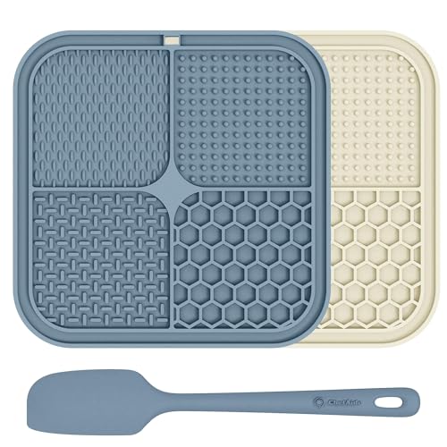 Image of ChefAide 2 Pack Lick Mat for Dogs,Cats,Upgraded 8.5x8.5 inches Licking Mats with Suction Cups,Slow Feeder Licking Pad for Anxiety Relief and Boredom Reducer,Suitable for Dog Training