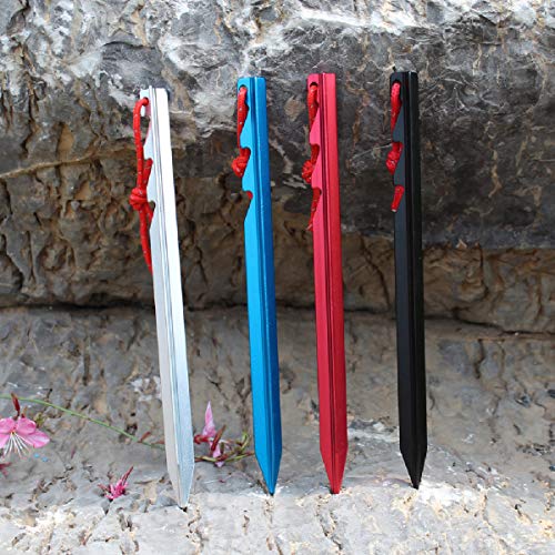 Azarxis テントペグ キャンプペグ 18/25cm アウトドア キャンプ 登山用 アルミ10本セット 軽量 (ブルー-Y型-18 cm) 7枚目