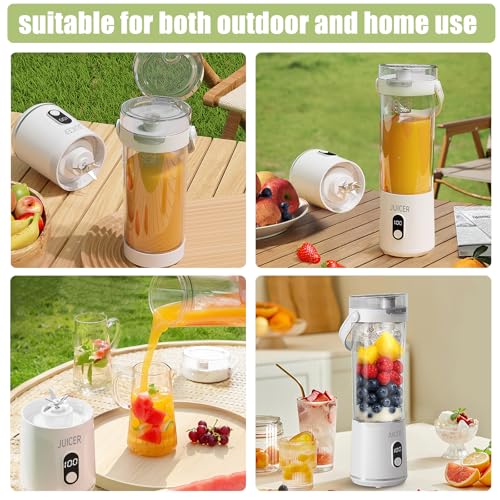 DSXVJHD Portable Blender Smoothie Maker, 600ml Electric Mini Fresh Juice Creator, Potent Mini Blender with USB for Fruits, Shakes, Smoothies, Ideal for Home, Office, School, Outdoors (White) - Image 7