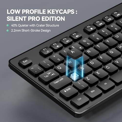 TECKNET Wired USB Keyboard, Full-Size Silent Office Keyboard with Numeric Keypad, Spill-Resistant Design, QWERTY UK Layout, Compatible with PC Laptop Desktop Windows/Mac – Black - Image 4