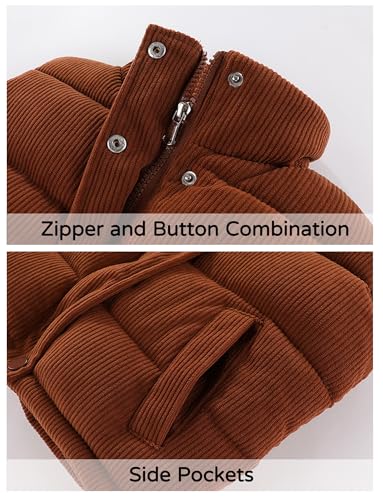 Happy Cherry Corduroy Vest for Toddler Baby Winter Warm Zip Up Sleeveless Jacket with Button Stand Collar Waistcoat 1-8Y4