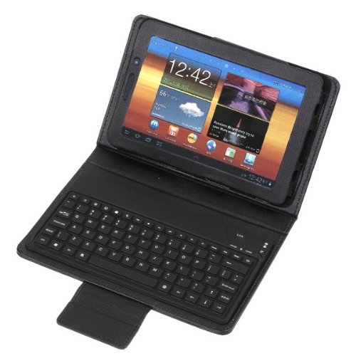 Wireless Bluetooth Keyboard + Leather Case Stand for Samsung Galaxy Tab 7.7" P6800 P6810