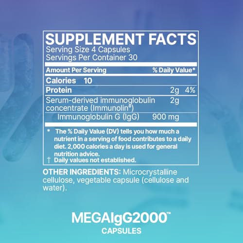 Microbiome Labs Mega IgG2000 Capsules - Dairy Free Bovine Colostrum Supplement Alternative - Immunoglobulin Supplement from Bovine Serum to Support Digestive Health (120 Capsules) - Image 7