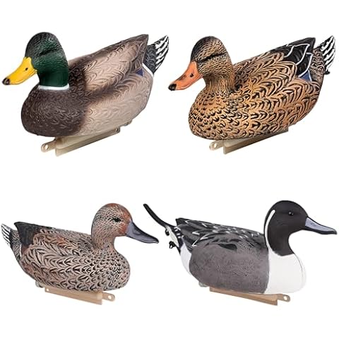 Heerweiyi Mallard Duck + Pintall Duck 4-Pack. Popular New Material EVA Collapsible Plastic Duck Decoy Mallard Duck Decoys,Easy to Carry and use, More Cost-Effective. Cover