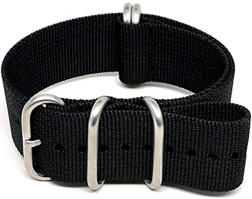 Da Luca Ballistic Nylon Military Watch Strap - Black (Matte Buckle) : 24mm