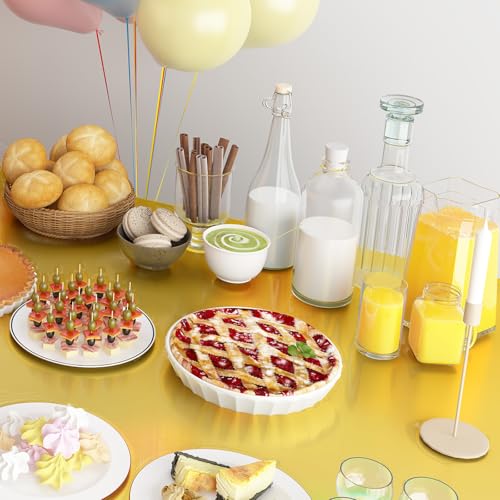 Image of 4 Pack Plastic Tablecloths Disposable Tablet Cover Gold 54 x 108 in | Foil Glitter Table Cloth for Rectangle Tables Indoor / Outdoor Party Decorations Birthday Princess Bridal Wedding Christmas