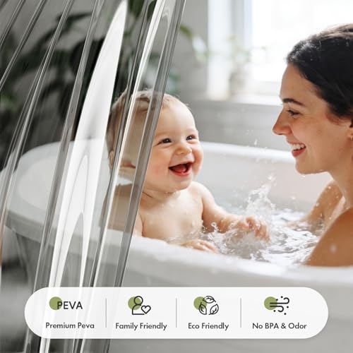 Image of Bathway Shower Curtain Liner, Black Shower Curtain Liner 72x72 PEVA Clear Shower Curtain Liner Plastic with 3 Magnets and 12 Rustproof Metal Grommets, Lightweight Waterproof Shower Liner for Bathroom