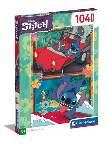 Clementoni- Disney Stitch Supercolor Stitch-104 Pezzi Bambini 6 Anni, Puzzle Cartoni Animati-Made in Italy, Colore Multilingua, 27571