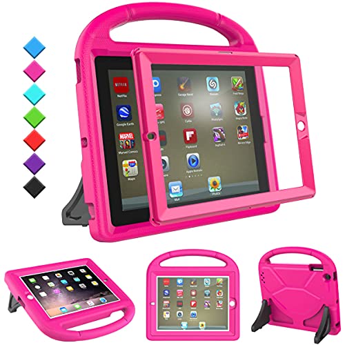TOEVEK iPad 2/3/4 (9.7 inch,2011/2012) Kids Case with Built-in Screen Protector, Durable Shockproof Protective Handle Stand Cover for iPad 2nd/3rd/4th Generation(NOT for 5th/6h Gen), Pink