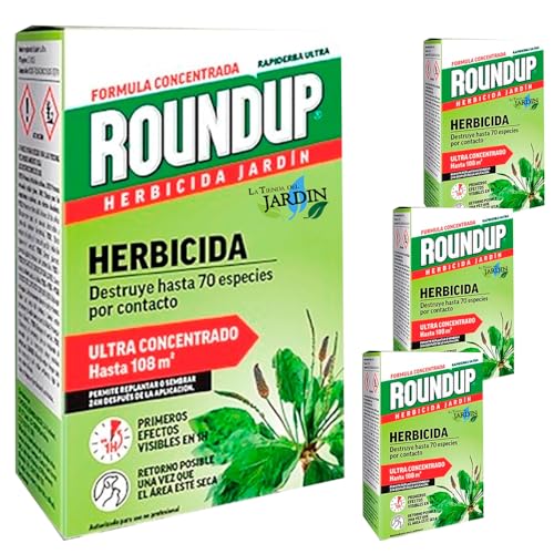 Suinga Herbicida Total ROUNDUP profesional 1 Litro | Control seguro de malas hierbas, solución potente para jardines, huertos y exteriores | Elimina hasta 70 especies de hierbas y musgo