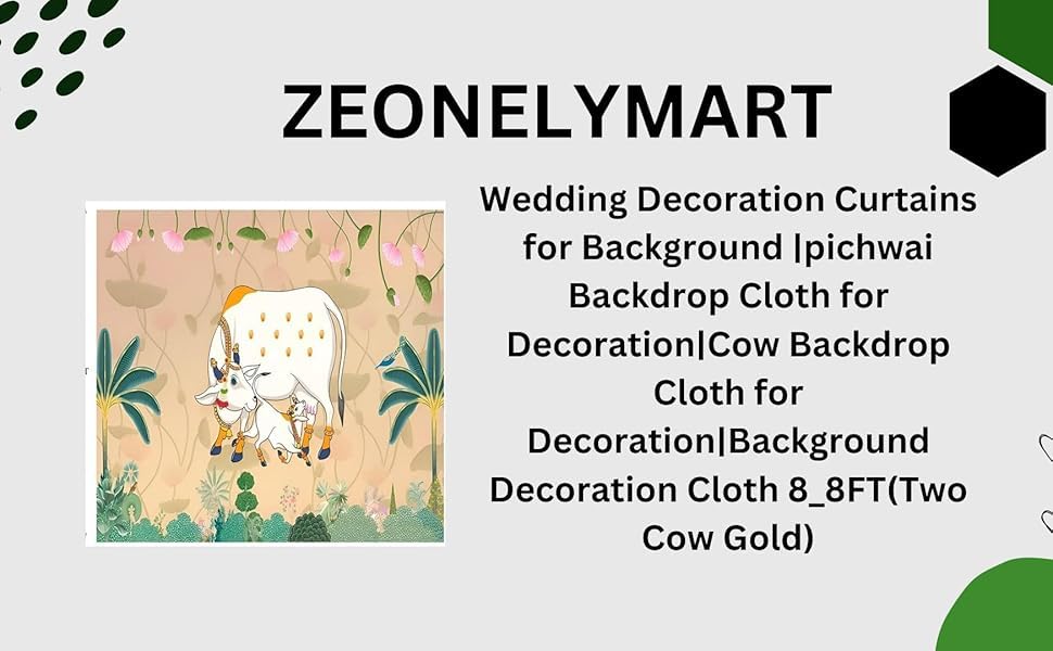 Image of Wedding Decorationss Curtains for Background |pichwai Backdrop Cloth for decorationcow Backdrop Cloth for decorationbackground decorationss Cloth 8 8FT(Two Cow Gold) gudi padwa Backdrop