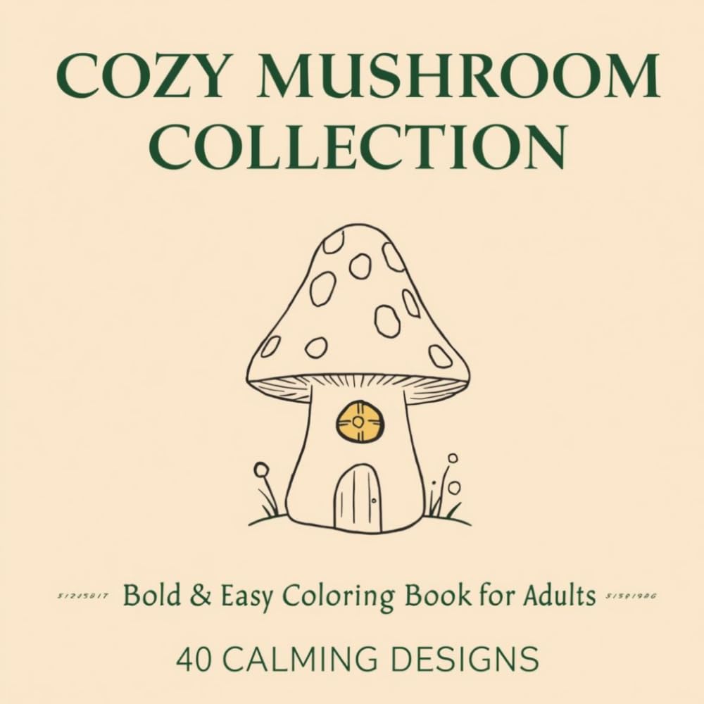 Cozy Mushroom Collection: Bold & Easy Coloring Book for Adults — 40 Cozy Designs of Mushroom Cottages, Forest Friends & Woodland Magic for Stress Relief (Luminord Cozy Coloring)