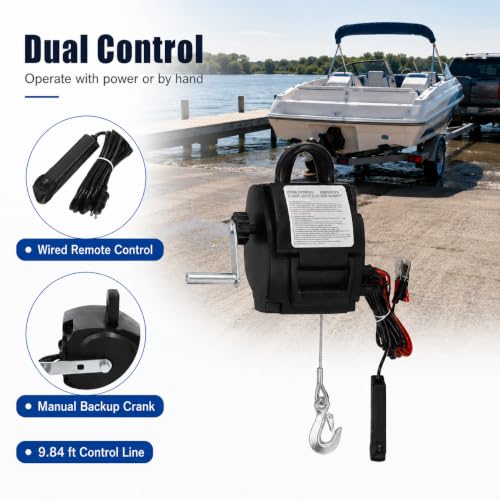 PLITEDDE 2000 lbs Electric Trailer Winch