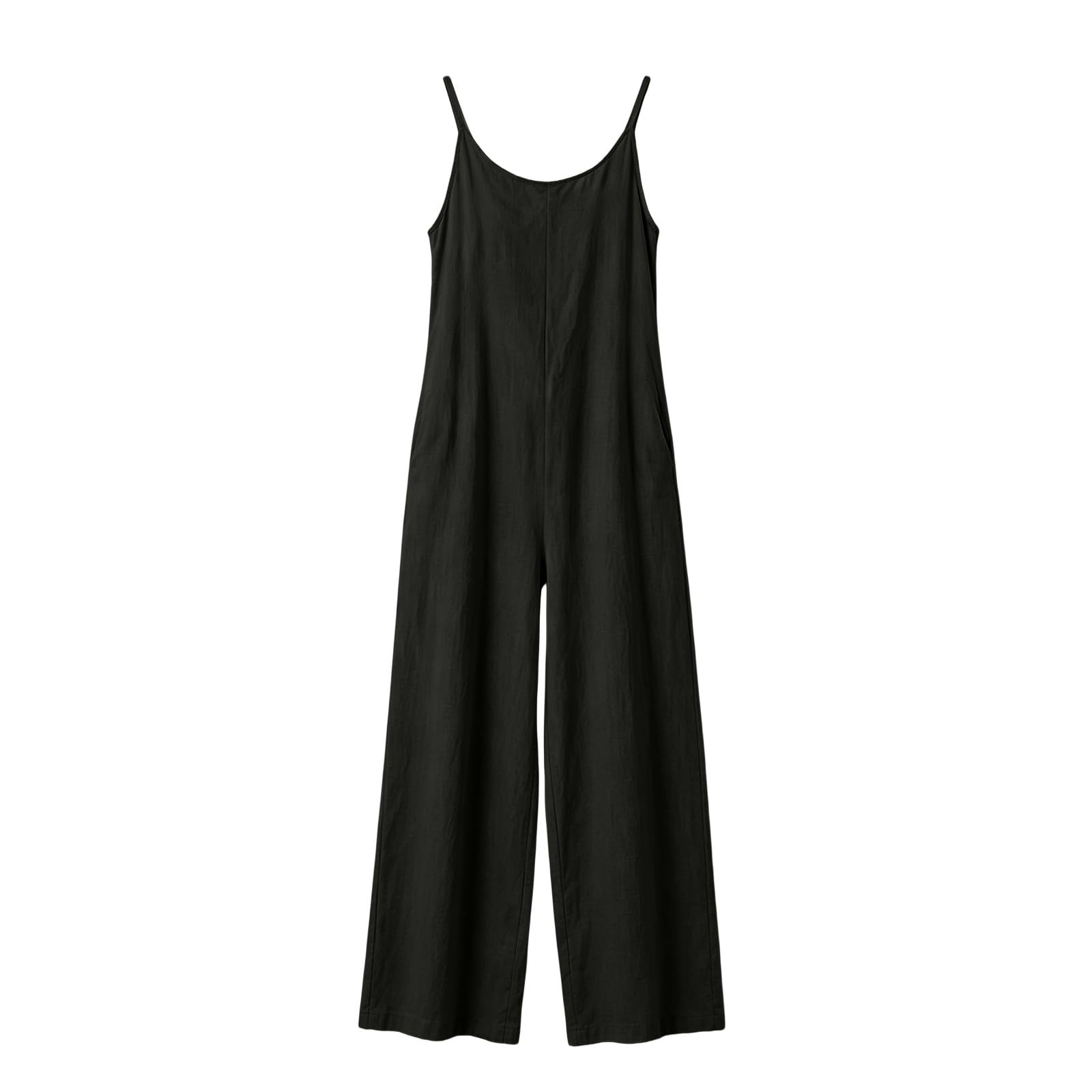 Tuta lunga estiva da donna, a gamba larga, tinta unita, elegante | Tuta estiva leggera e ariosa, senza maniche, spalle scoperte, monopezzo, vestibilità larga, per vacanze, tempo libero