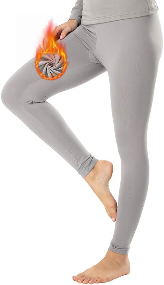 MANCYFITThermal Pants for Women Fleece Lined Leggings Underwear Soft Bottoms (Grey, X-Large)