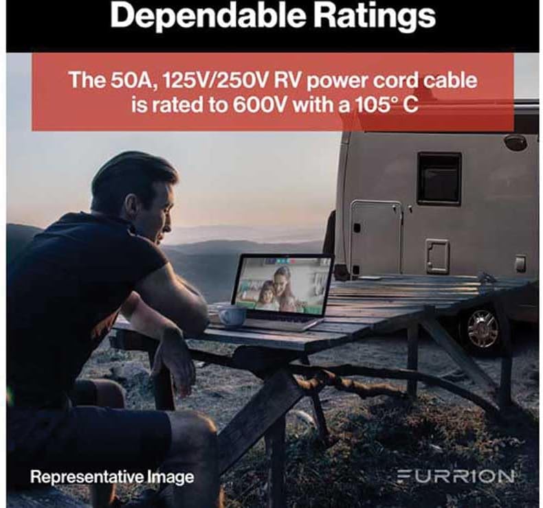 Furrion 30ft 50 Amp 125/250 Volt Cordset with PowerSmart and PullSmart technology - F50R30-SB , black