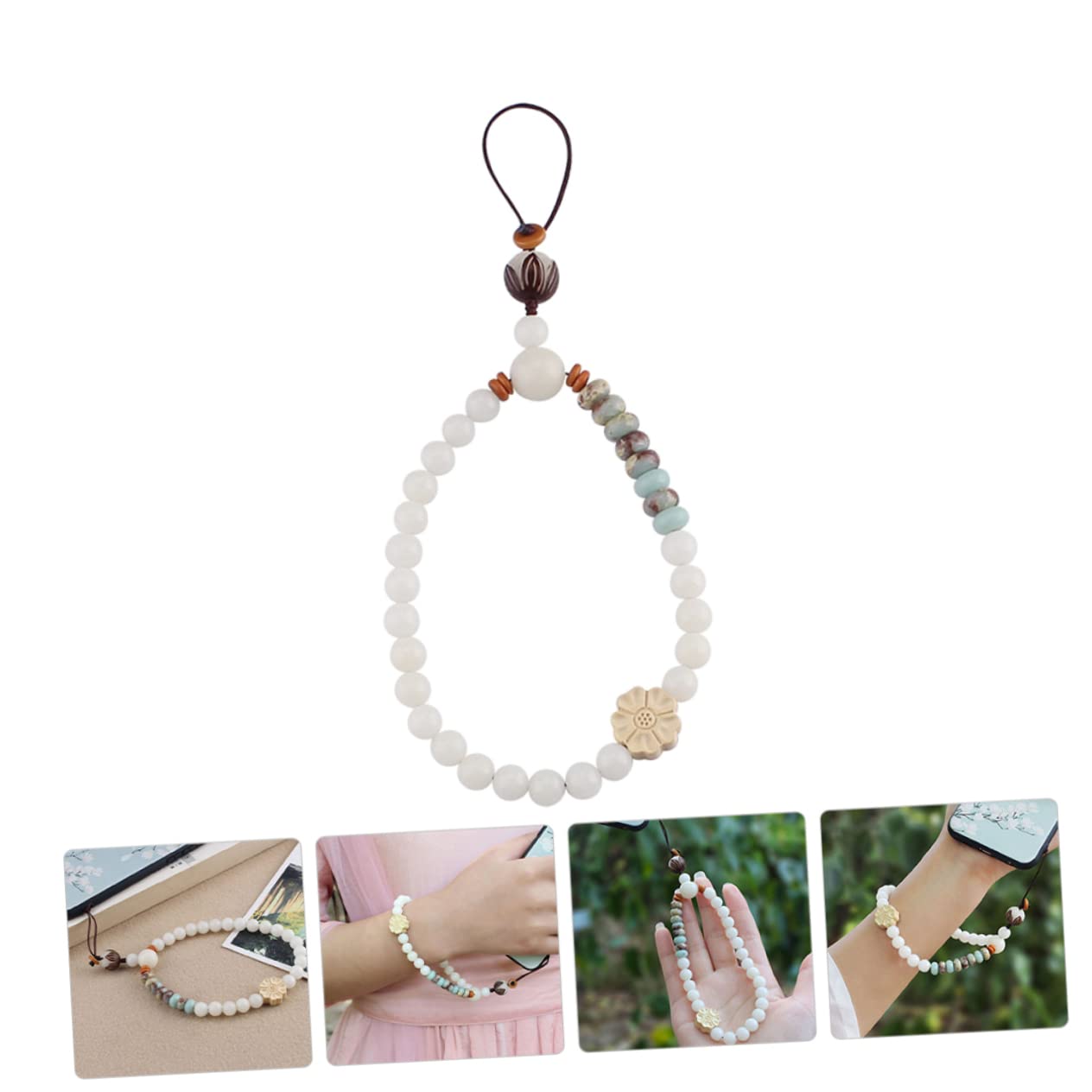 DOITOOL 5 Piezas De Cordón Con Cuentas Para Teléfono Móvil Colgante Decorativo Con Forma De Flor Cuerda Para Colgar La Identificación Accesorios