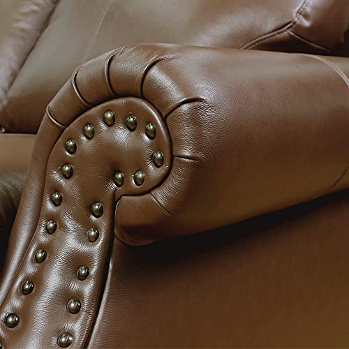 Sillón de cuero marrón robusto y cómodo miniatura 7