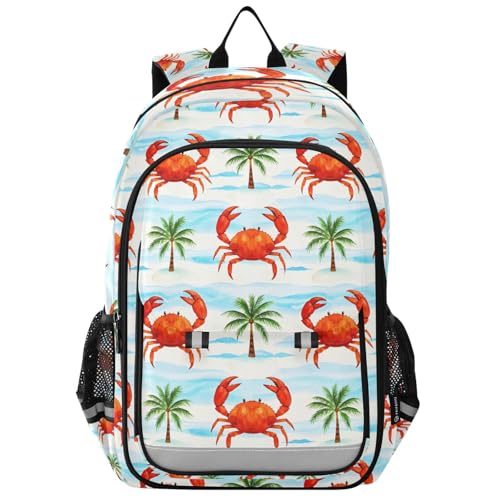 ALAZA Crab Coconut Tree Pattern Laptop Backpack Purse for Women Men School Bag 17 Inch Bookbag Student Boys Girls Travel Casual Daypack