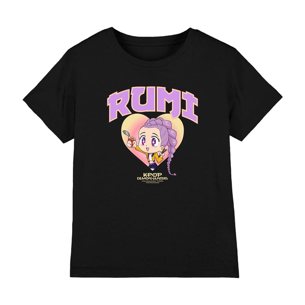 Kpop Demon Hunters Black - Huntrix Rumi Collegic Kids T Shirt, 7-8