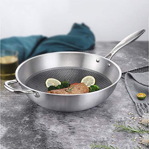 Wok de acero inoxidable 304 con fondo de nido de abeja antiadherente miniatura 5
