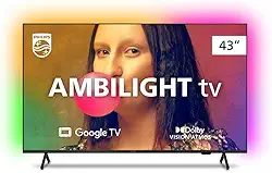 Smart TV Philips Ambilight 43' 4K 43PUG7908/78, Google TV, Comando de Voz, Dolby Vision/Atmos, VRR/ALLM, Bluetooth