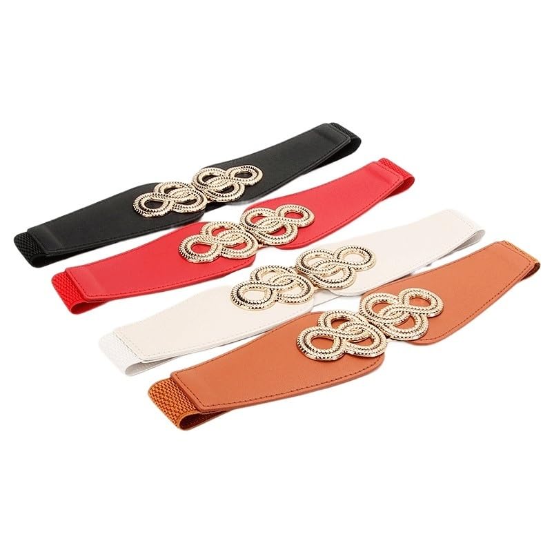 Women's Elastic Belt Retro Button Wide Waist Seal Skirt Coat Decorative Belt2