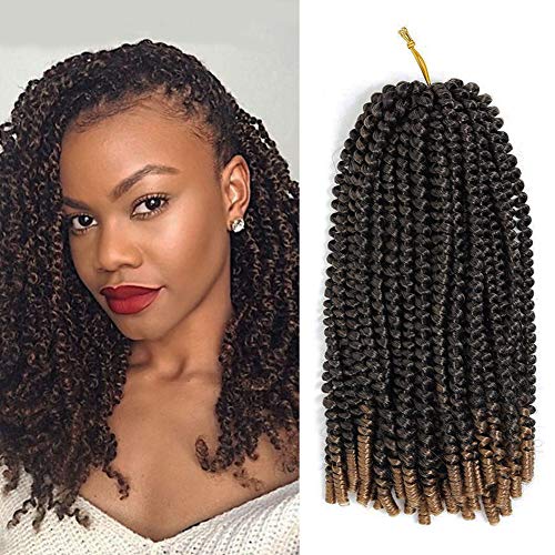 6 packs Spring Twist Crochet Hair Ombre Colors Braiding Bomb curly Hair Extensions Synthetic Fluffy Braids Low Temperature Fiber (10inch,6pack, T27)