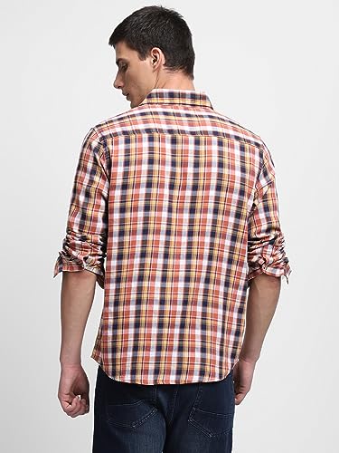 Image of Dennis Lingo Men's Tartan Checks Spread Collar Casual Shirt