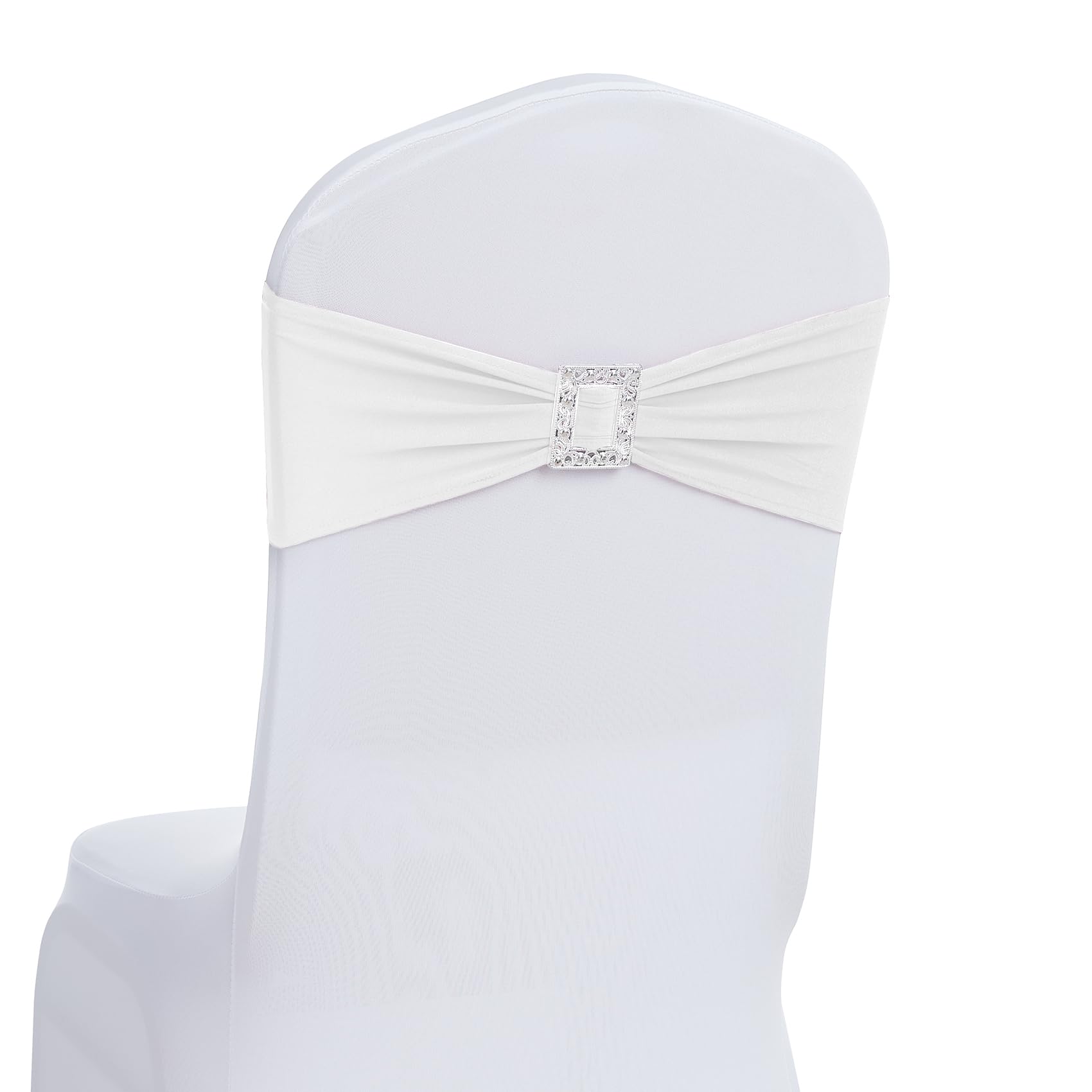 Joccun 120 PCS Spandex Chair Sashes Bows Stretch Chair Cover Band with Buckle Slider Universal Elastic Chair Ties for Wedding Banquet Party Event