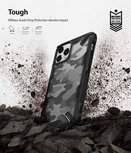 Image of Ringke Fusion-X for iPhone 11 Pro Case Back Cover, [Military Drop Tested] Ergonomic Camo PC Back TPU Bumper Impact Resistant Protection for iPhone 11 Pro Back Cover Case - Camo Black