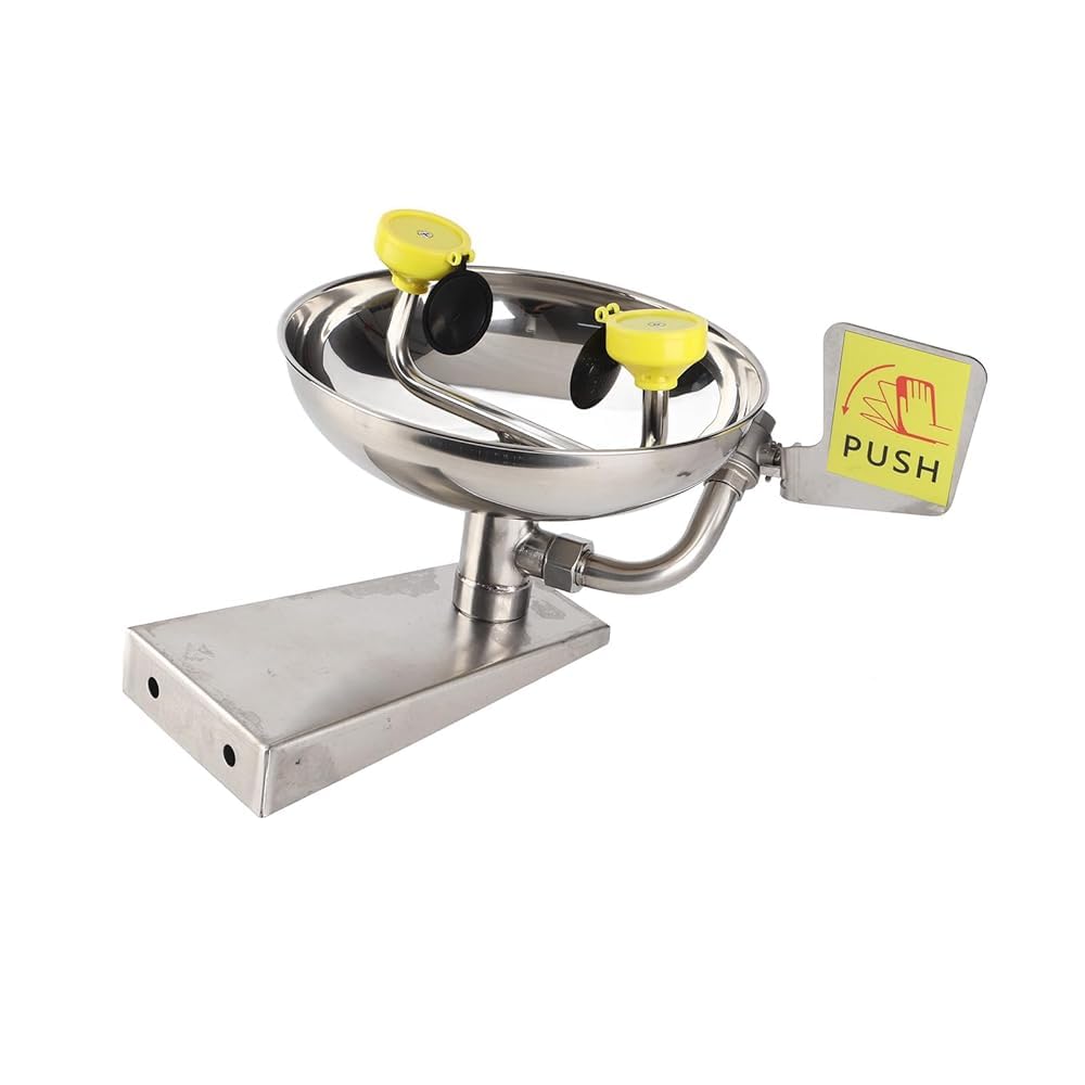 Lavaojos portátil de acero inoxidable de emergencia para llave de laboratorio de fábrica montada con boquillas dobles para funcionamiento manos libres