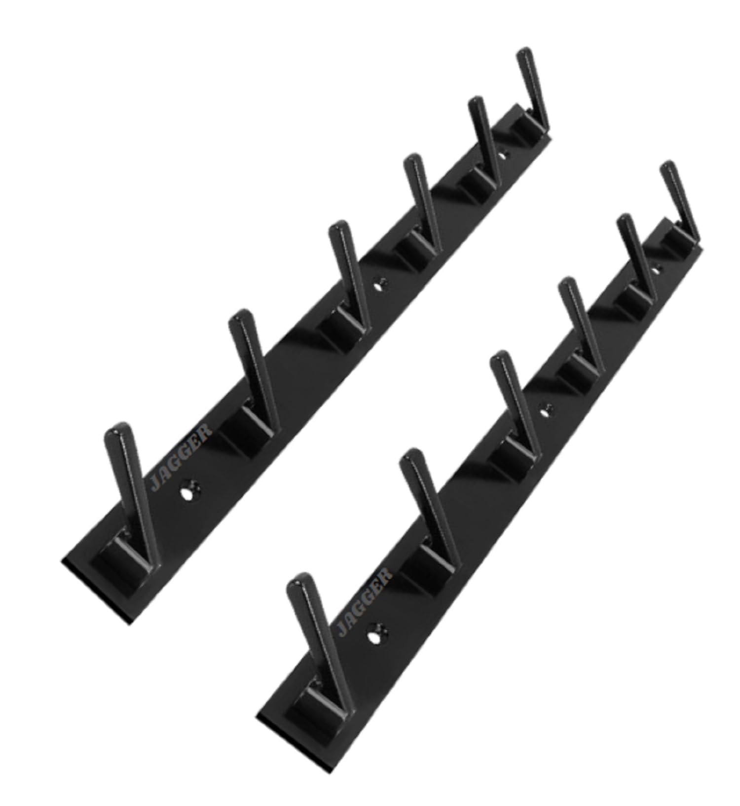 JAGGER JAG323 Wall Mounted Stainless Steel Wall Hooks for Hanging Cloth/Door Hangers/Hook Rail/Bthroom Hanger/Towel Hangers/Key Ring Holder [ Combo Pack of 2 ] (MATT Black, 6 Hook Hanger)