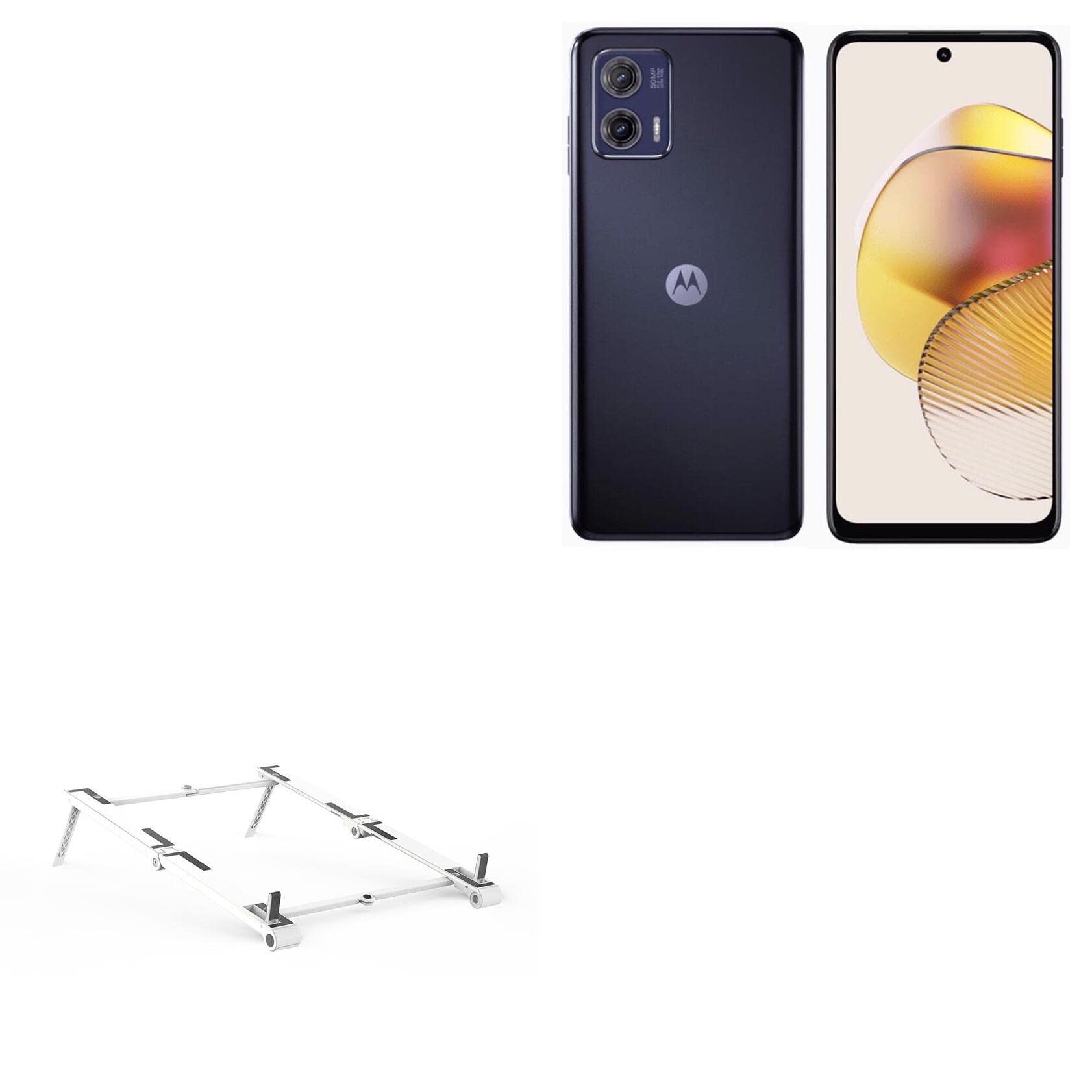 BoxWave Stand and Mount Compatible with Motorola Moto G73 - Pocket Aluminum Stand 3-in-1, Portable, Multi Angle Viewing Stand for Motorola Moto G73 - Metallic Silver