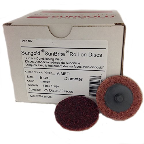 Sungold Abrasives 74925 Medium Non Woven Surface Conditioning R-Type Quick Change Disc, 2, Maroon 25/Box,