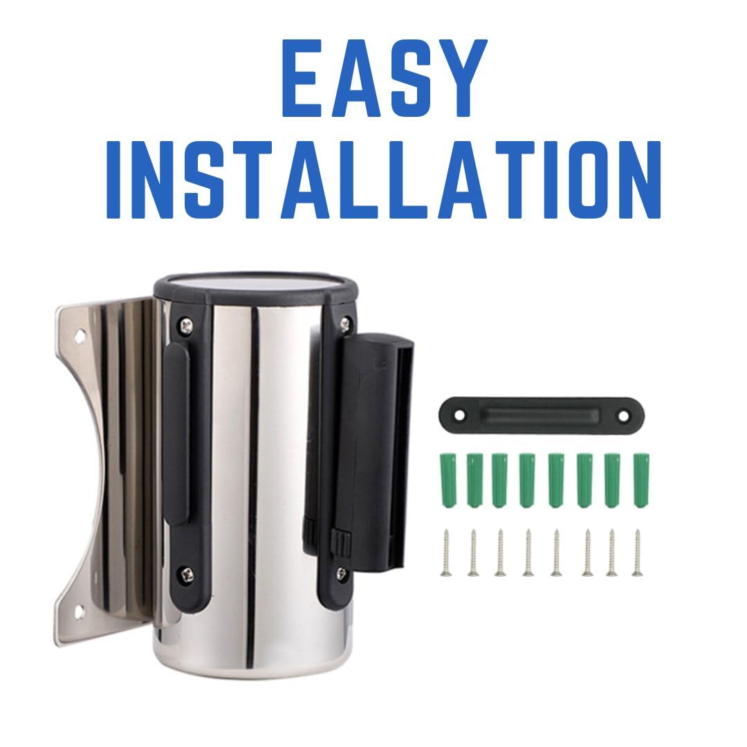 Cinta Extensible Pared (5 metros), Cinta no pasar, Cinta Delimitadora, Soporte de cinta Pared, Cinta Retráctil Pared, Barrera Extensible Pared, Cinta de Seguridad Extensible de 5 metros