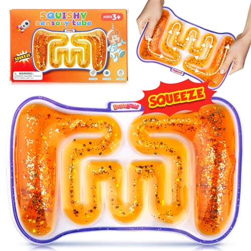 Autism Squishy Sensory Toys for Kids - Fidget Toy Sensory Tube Filled with Colorful Goo, Glitter, Calming Toys for Kids with Autism - Goodie Bag Stuffers, Classroom Prizes, Stocking Stuffers