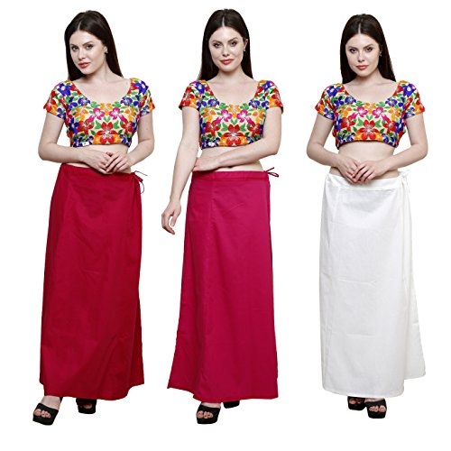 Image of Pistaa combo of 3 Women's Cotton Best Indian Readymade Inskirt Saree petticoats