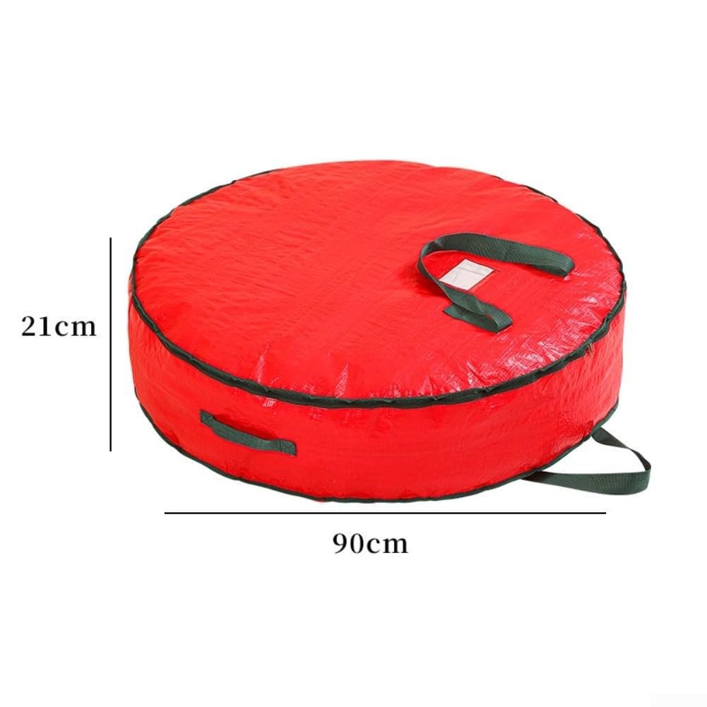 Bolsa de almacenamiento grande para coronas de Navidad, material de lona resistente con cremallera, contenedor protector resistente para coronas